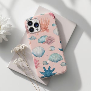 Preppy Ocean Beachy Coconut Girl Collage Phone Case, Tropical Seashell Summer, iPhone 15 14 13 12 11 Pro Max 8 Plus X, Samsung Galaxy S23