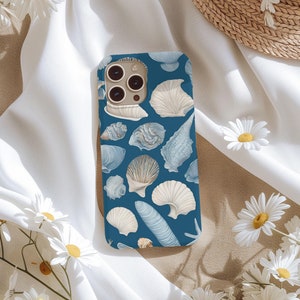 Ocean Beachy Coconut Girl Collage Phone Case, Cute Tropical Seashell Summer, iPhone 15 14 13 12 11 Pro Max 8 Plus X, Samsung Galaxy S23 S22