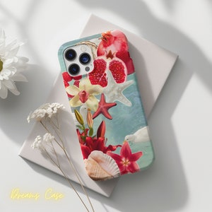 Seashell phone case, Pomegranate Summer Phone Case,  iPhone 15 14 13 12 11 Pro Max 8 Plus X, Samsung Galaxy S23 S22 S20 Ultra, Pixel 8 Pro