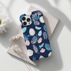 Ocean Beachy Coconut Girl Collage Phone Case, Cute Tropical Seashell Summer, iPhone 15 14 13 12 11 Pro Max 8 Plus X, Samsung Galaxy S23