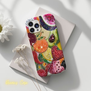 Mosaic Fruity Summer Collage Phone Case, Mosaic Collage Phone Case, Cute & Trendy Cover, Mosaic Glass iPhone 15 14 13 12 11 Pro Max 8 Plus X
