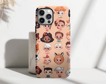 Kawaii Characters, Kawaii Collage Phone Case, Cute Cartoon Kids Phone Case, Trendy Cover, Chibi Style, iPhone 15 14 13 12 11 Pro Max 8 Plus