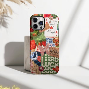 Green Red Vintage Coquette Phone Case, Preppy & Cute Aesthetic, iPhone 15 14 13 12 11 Pro Max 8 Plus X, Samsung Galaxy S23 S22 S20 Ultra