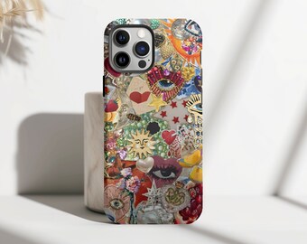 Vintage Mosaic Charm Phone Case, Mosaic Tiles Collage, Mosaic Art, iPhone 16 15 14 13 12 11 Pro Max 8 Plus X, Samsung Galaxy S23 S22 S20