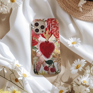 Red Heart Mosaic Collage Phone Case, Mosaic Tiles Case, Mosaic Art, iPhone 16 15 14 13 12 11 Pro Max 8 Plus X, Samsung Galaxy S23 S22 S20