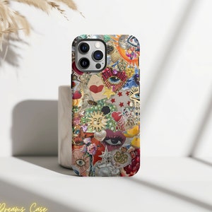 Vintage Mosaic Charm Phone Case, Mosaic Tiles Collage, Mosaic Art, iPhone 16 15 14 13 12 11 Pro Max 8 Plus X, Samsung Galaxy S23 S22 S20