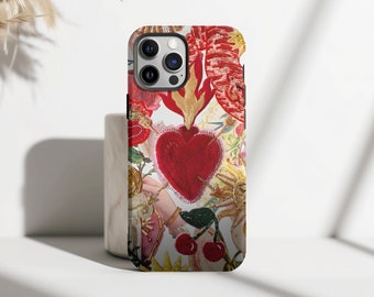 Red Heart Mosaic Collage Phone Case, Mosaic Tiles Case, Mosaic Art, iPhone 16 15 14 13 12 11 Pro Max 8 Plus X, Samsung Galaxy S23 S22 S20