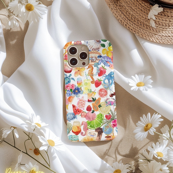 Cute Summer Themed Collage Phone Case, Trendy Cute Phone Case, Gifts for Her, iPhone 15 14 13 12 11 Pro Max 8 Plus X, Samsung Galaxy S23 S22