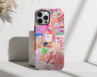 Cute Party Girl Coquette Collage Phone Case, Preppy Aesthetic, iPhone 15 14 13 12 11 Pro Max 8 Plus X, Samsung Galaxy S23 S22 S20 Ultra