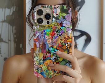 Colorful Mosaic Phone Case,Vintage Mosaic Art,Trendy Festival Phone Case, iPhone 16 15 14 13 12 11 Pro Max 8 Plus X, Samsung Galaxy S24 S23