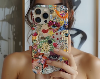 Mosaic Collage Phone Case, Mosaic Glass Tiles iPhone Case,  iPhone 15 14 13 12 11 Pro Max 8 Plus X, Samsung Galaxy S23 S22 S20 Ultra