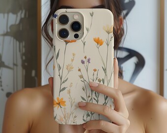 Aesthetic Sunflowers & Wild Flower Phone Case For Phone 16 15 14 13 Pro Max 12 XR 7 8 SE 2022 Galaxy S24 Watercolor Floral Phone Case