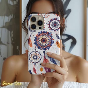 Colorful Dreamcatcher Phone Case, Boho Floral Case Trendy Phone Case, iPhone 16 15 14 13 12 11 Pro Max 8 Samsung Galaxy S23 S22