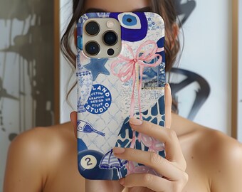 Coquette 8 Ball Collage-telefoonhoesje, preppy en schattig Aesthetic Collage iPhone 15 14 13 12 11 Pro Max 8 Plus X, Samsung Galaxy S23 S22 S20 Ultra