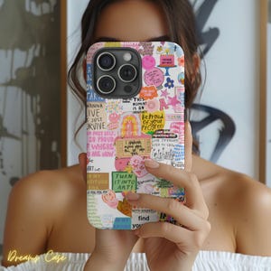 Positive Affirmation Phone Case Motivational Sticker Collage iPhone Case Self Love Be Proud Progress Inspirational Gift