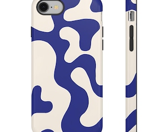 オーガニックライン ブルー スマホケース、iPhone 17、Samsung Galaxy S24 Ultra ケース、Galaxy S23 fe ケース、Galaxy S22 ケース、キュートなデザイン、ウェーブライン ピンク