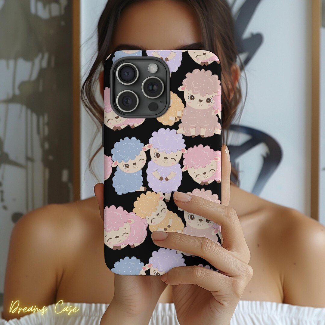 Sheep Case Cute Kawaii Sheep Phone Case, Pastel Lamb Pattern Cover, Cute Animal ...