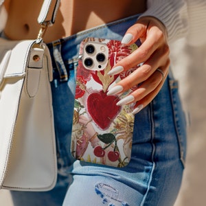 Red Heart Mosaic Collage Phone Case, Mosaic Tiles Case, Mosaic Art, iPhone 16 15 14 13 12 11 Pro Max 8 Plus X, Samsung Galaxy S23 S22 S20
