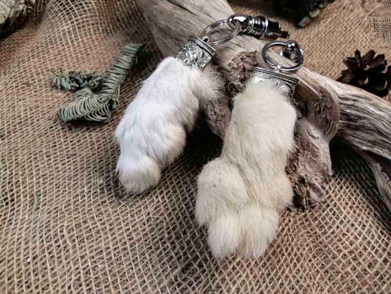 Lucky Rabbit's foot paw Keychain Talisman Etsy