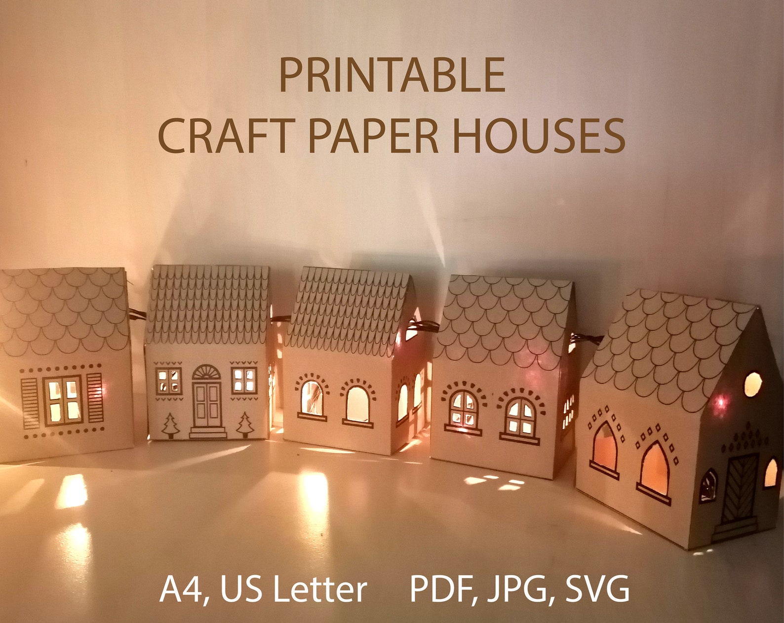 Printable Craft paper house Christmas village Winter House Etsy