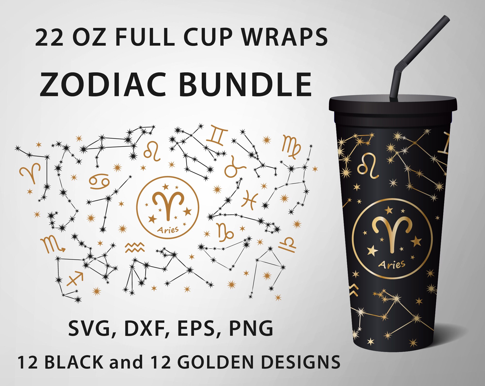 Zodiac Bundle Strata Cup SVG for Tumblers 22 oz, Zodiac svg, Tumbler …