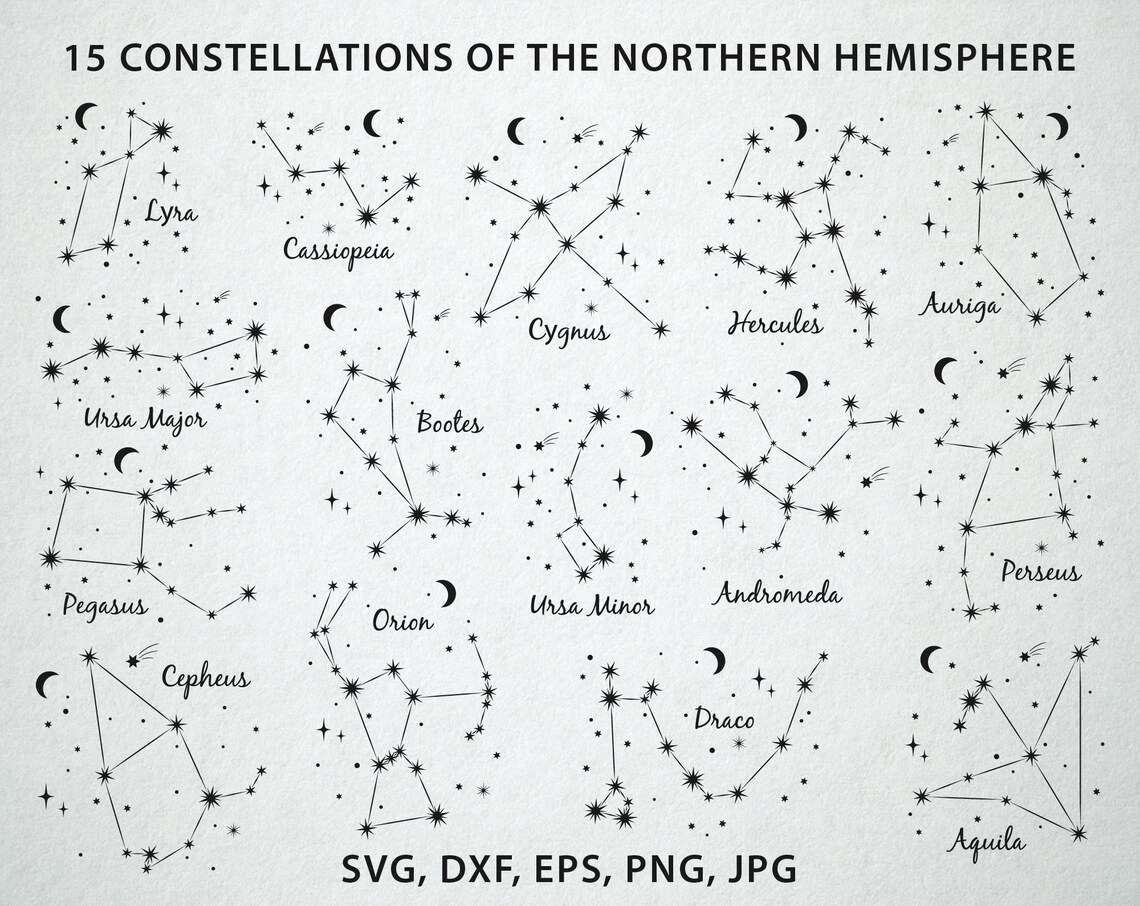 15 Northern Hemisphere constellations Celestial map  Etsy
