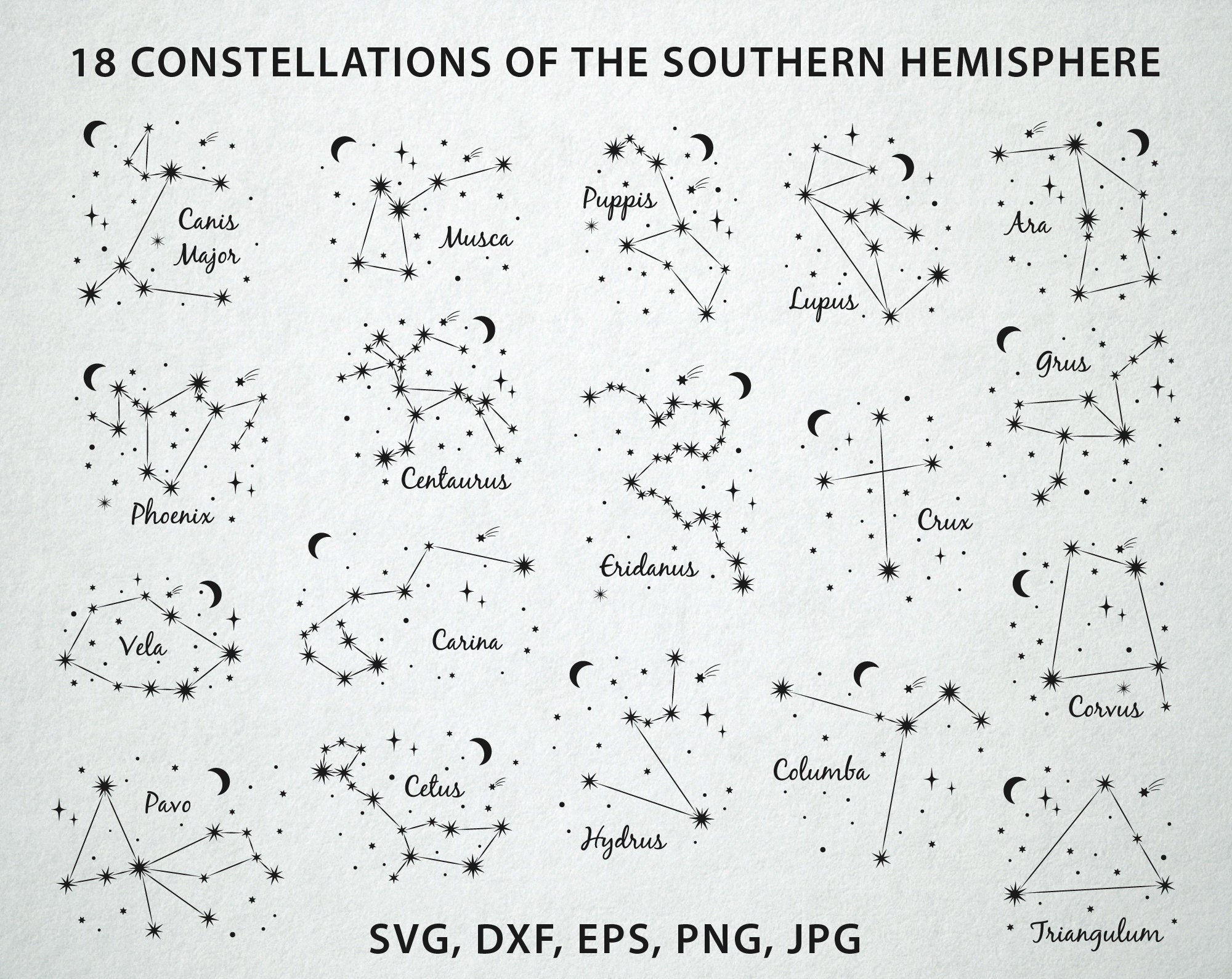 18 Southern Hemisphere constellations Celestial map | Etsy