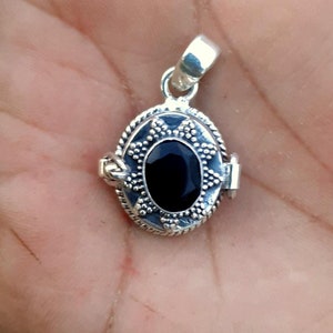 Black Onyx Poisoner Pendant, Handmade 925 Sterling Silver Necklace, Secret Compartment Locket Antique Pill Box Pendant, Gift For Special Day