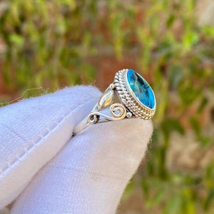 925 Sterling Silver Topaz Marquise Ring, Handmade Designer Minimalist Ring, Blue Topaz Ring, November Birthstone Gift for Her, Party Wear