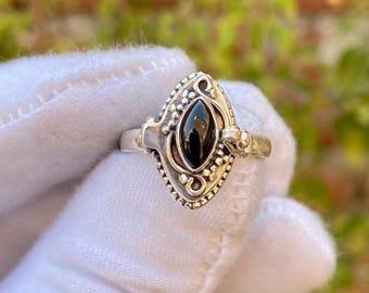 Black Onyx Poison Ring, 925 Sterling Silver Plated Compartment Ring