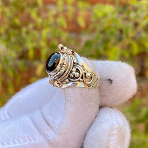 Unique Black Onyx Ring, Compartment Ring, 925 Sterling Silver Jewellery, Handmade Pill box Ring, Small Beautiful Gift For Special Occasion