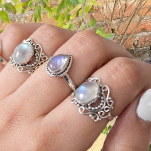 Cute Moonstone Ring, 925 Sterling Silver Ring, Celtic Knot Jewellery, Handmade Minimalist Ring, June Birthstone  Ring, Midi Ring for Women
