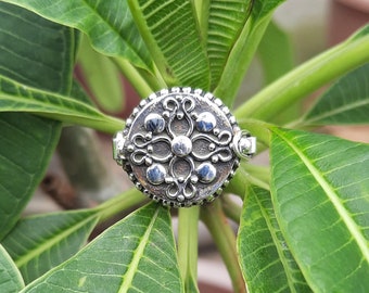 Handmade Sterling Silver Plated Poison Ring, Secret Locket Pill Box