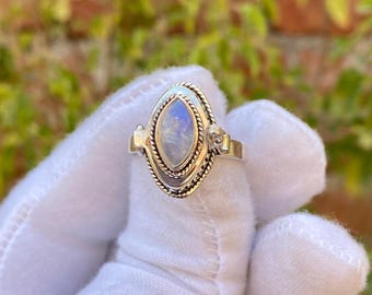 Rainbow Moonstone Pill Box Ring: Sterling Silver Plated Locket, June Birthstone