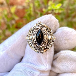 Natural Black Onyx Ring, Poison Ring, 925 Sterling Silver Jewellery, Handmade Compartment Rings, Small Beautiful Gift For Special Occasion