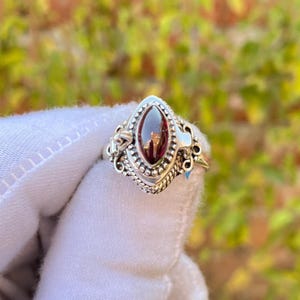 Natural Garnet Sterling Silver Locket Ring: Handmade Pill Box