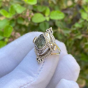 Rough Moldavite Ring, Compartment Ring, 925 Sterling Silver Locket Ring, Handmade Pill Box Ring, Perfect Special Occasion Gift for Everybody