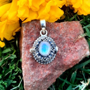 Poison Pendant - Rainbow Moonstone Locket, 925 Sterling Silver Handmade Necklace, Unique Christmas Gift for Loved Ones