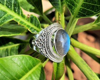 Handgemachte Sterling Silber Plated Ring: Boho Chic Edelstein Schmuck