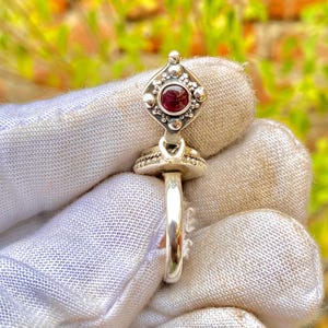 Poisoner Ring, Natural Garnet & 925 Sterling Silver Ring, Handmade Secret Compartment Locket Ring, Antique Pill Box Ring Gift For Her