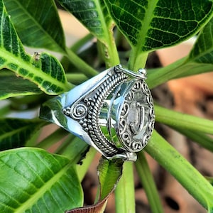 Anillo de veneno con letra, anillo de veneno con nombre personalizado, joyería de plata de ley 925, joyería con letras de la A a la Z, regalo de Navidad para personas especiales