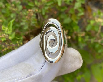 Handmade Sterling Silver Plated Swirl Ring, Minimalist Jewelry