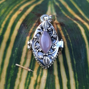 Poison Pendant - Rose Quartz Poison Locket in 925 Sterling Silver, Handmade Pill Box Necklace, Gift for Her, June Birthstone Pendant.