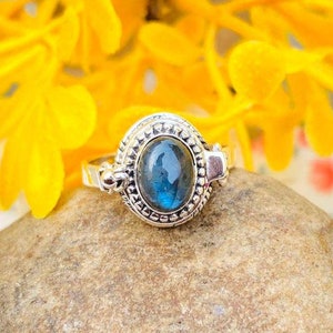 Tiny Labradorite Ring, Silver Poison Ring, Handmade 925 Sterling Silver Gemstone Secret Compartment Jewellery, Unique Gift For Loved Ones