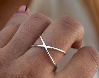 Sterling Silver Double Band Ring: Minimalist Boho Wire Jewelry - Etsy