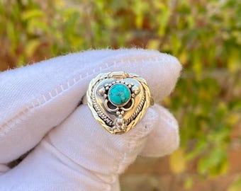 Turquoise Poison Ring, 925 Sterling Silver Plated Pill Box Locket Ring, Gift For Her