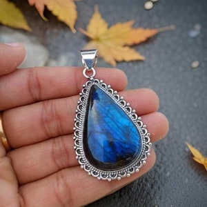 Pear Labradorite Pendant: 925 Sterling Silver Gemstone Jewelry