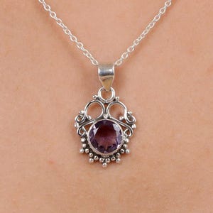 Handmade Amethyst Pendant: 925 Sterling Silver Plated Gemstone Jewelry