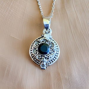black onyx Poison Pendant, Poison Locket for necklace,925 Sterling Silver pendant ,Handmade Necklace, June Birth,pill box, gift for her,