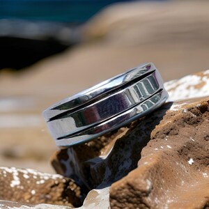 Spinner Ring - Handmade Solid Spinner Ring, Unique Fidget Jewelry for Stress Relief, Adjustable Size, Perfect Gift for Her